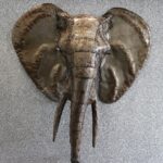 Elephant head metal wall art sculpture
