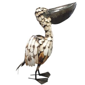 PelicanSculptureWhitePaintedMetal