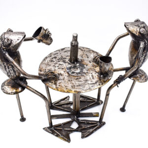 Frogs at a table
